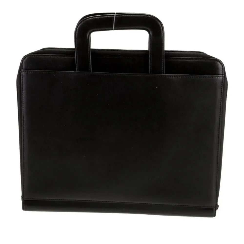 Tumi executive black leather portfolio case with pull out handles